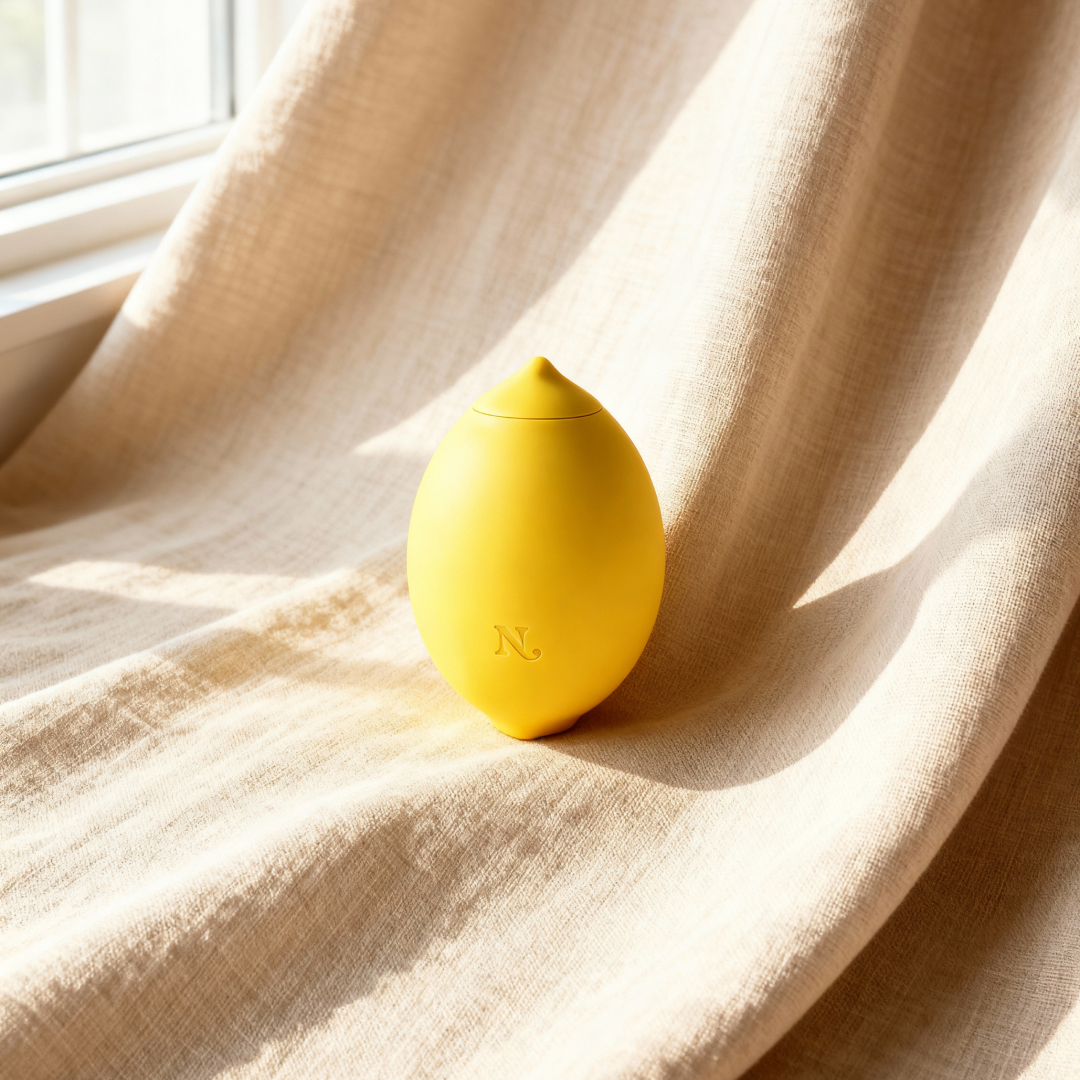 Nancy Lem on linen fabric by a sunlit window — premium product photography